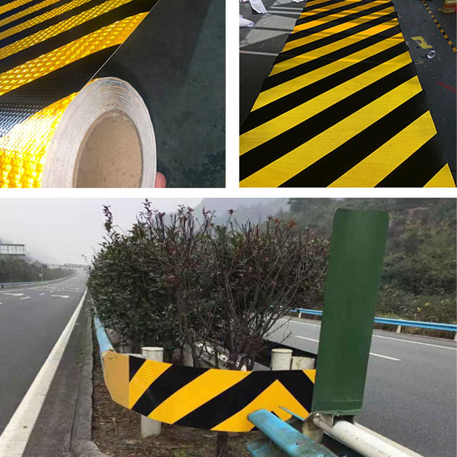 25M x 5cm Nastro Segnaletico Nastro Catarifrangente Alta Visibilità Adesivo Nastro Adesivo Giallo Nero Per Auto Moto Veicoli E Trattori Bicicletta Attività Notturna