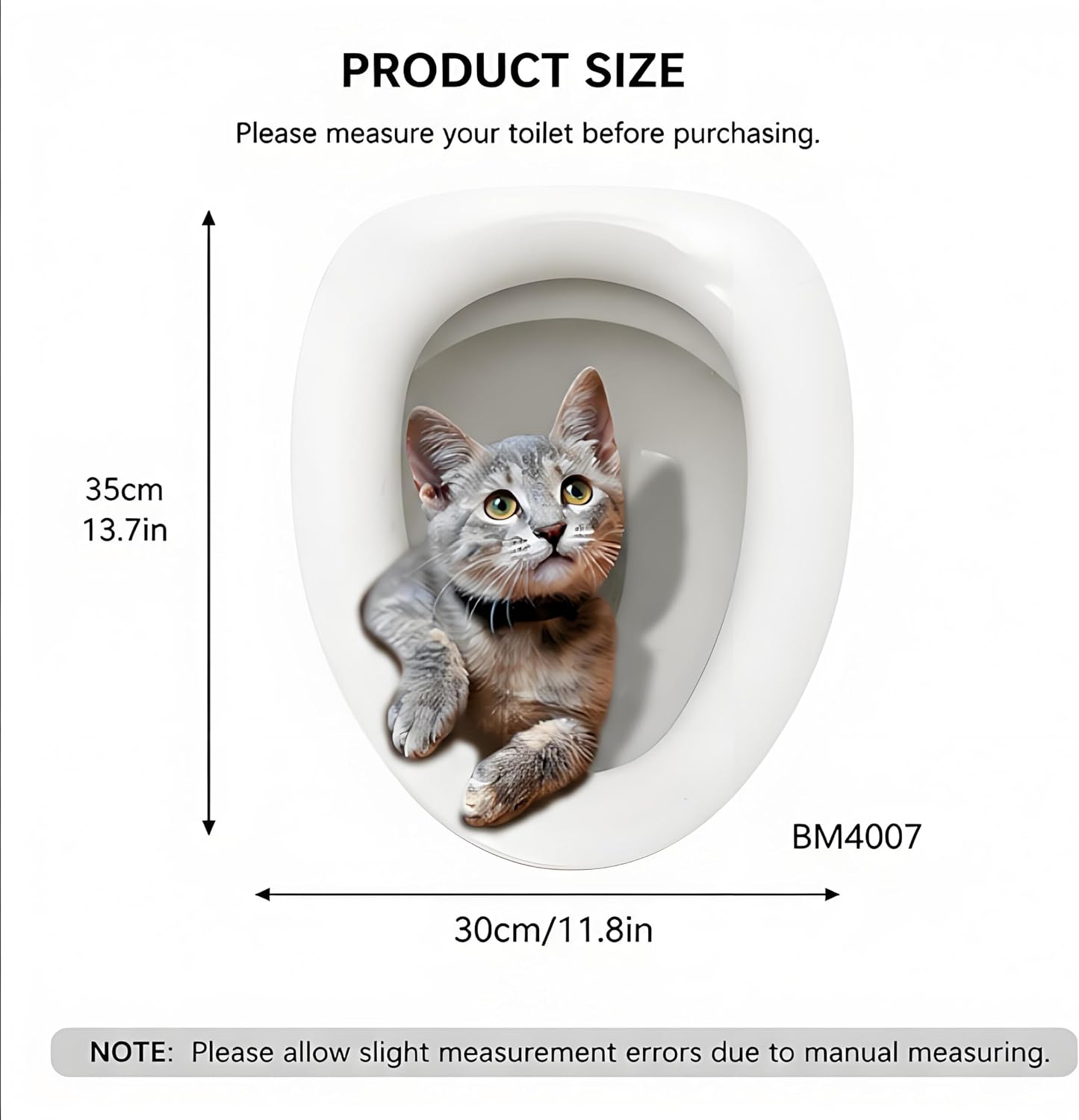 Cute Cat Toilet Stickers, Cat Waterproof Self-Adhesive Removable Toilet Lid Decal Waterproof for Bathroom Decoration, Lid and Tank Covers Accessories, Funny Seat Decals Bathroom Decoration, 30cm