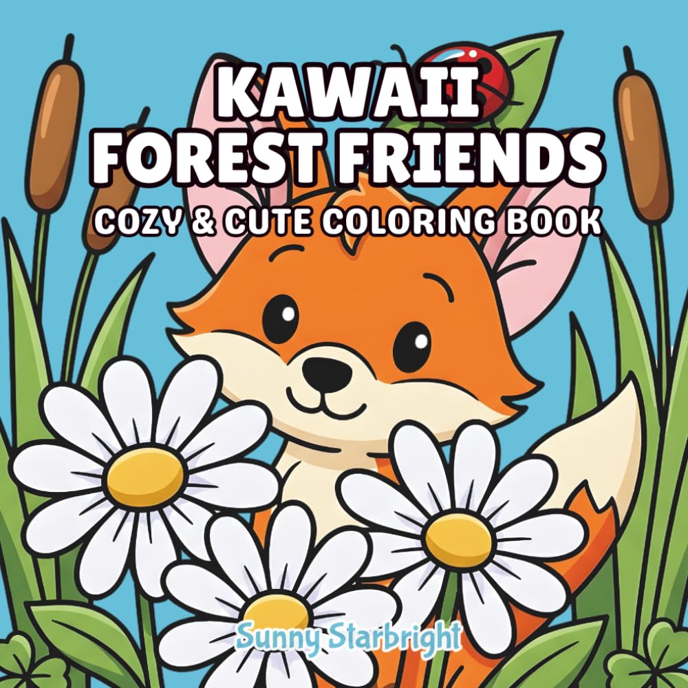 Kawaii Forest Friends Cozy & Cute Coloring Book: 40 Cute Kawaii Woodland Animals to Color • Bold & Easy Cozy Pages • Single-Sided • 8.5 x 8.5 • For Kids, Teens & Adults (Cozy Kawaii Coloring Series)