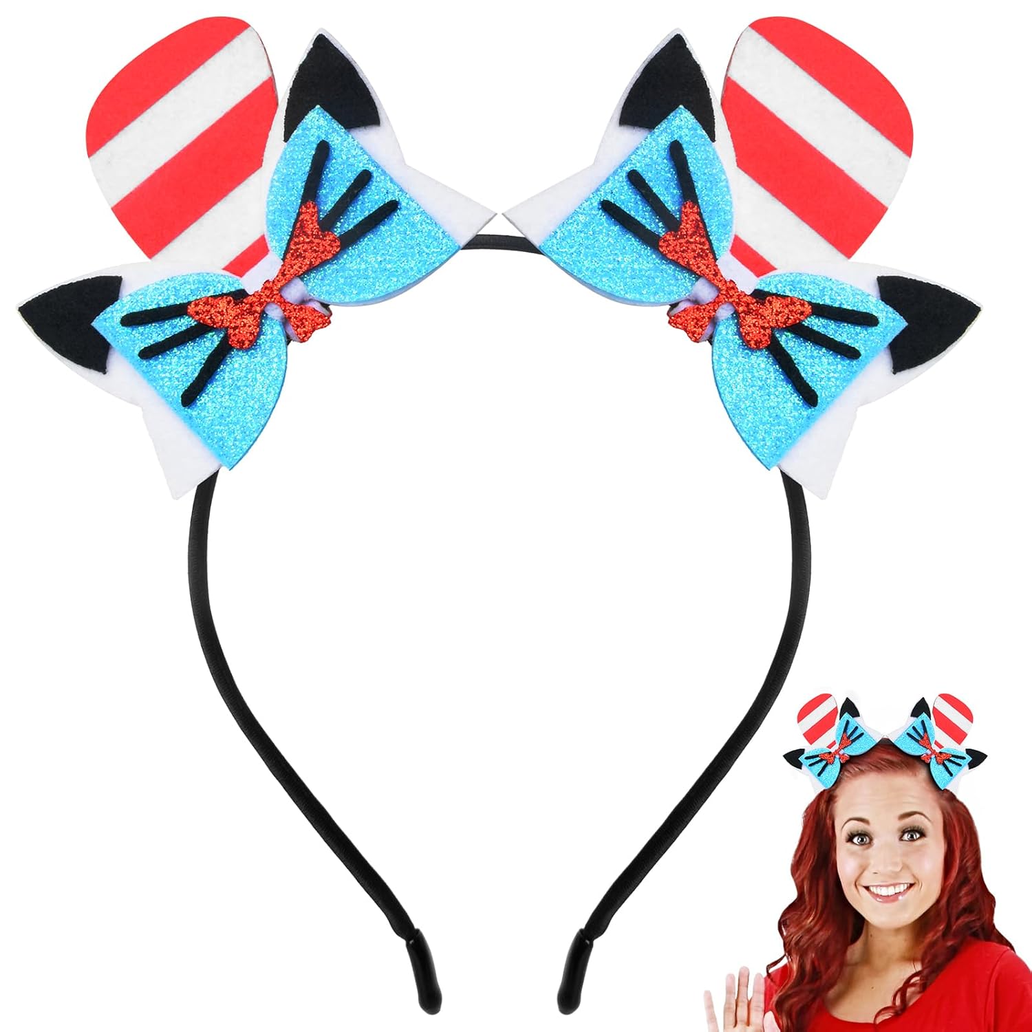Cat Bow Headband with Dr Hat Headbands for School Festivals Halloween Costume Party