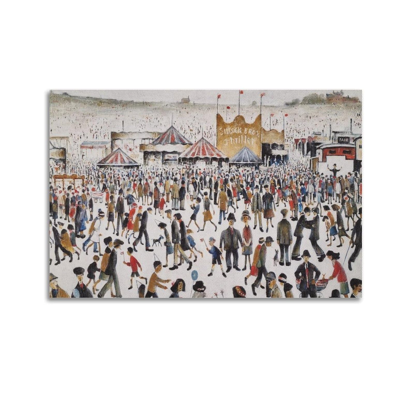 Lancashire Fair Good Friday, Daisy Nook by L. S. Lowry Painting Poster Wall Art Canvas Living Room Bedroom Decor Artworks 24x36inch(60x90cm)