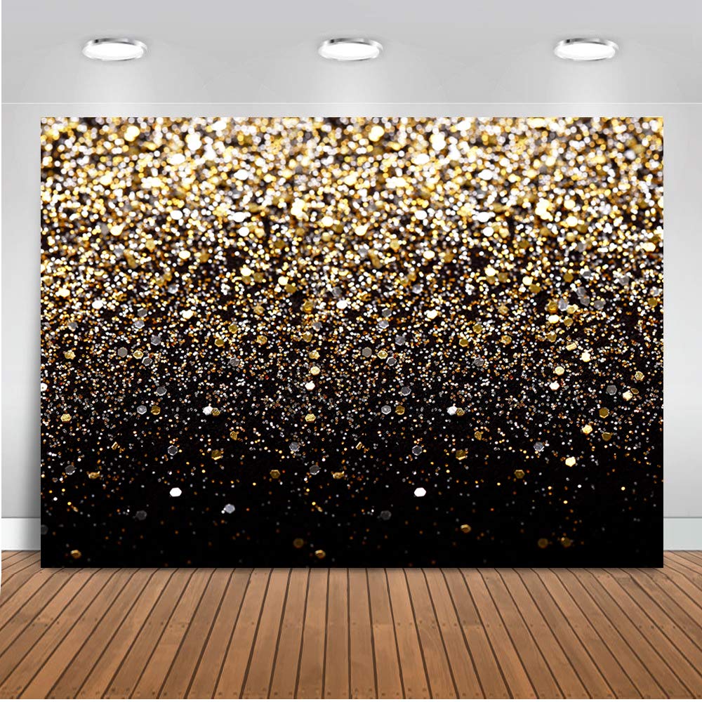 Buy Moca Black and Gold Glitter Backdrop 7x5ft Golden Bokeh Sequin