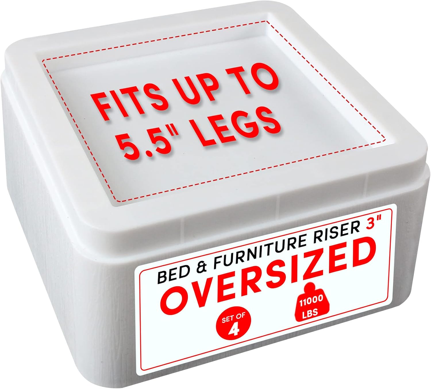 DEDU Oversized Bed Risers Heavy Duty Stackable 4 Pack, Furniture Risers