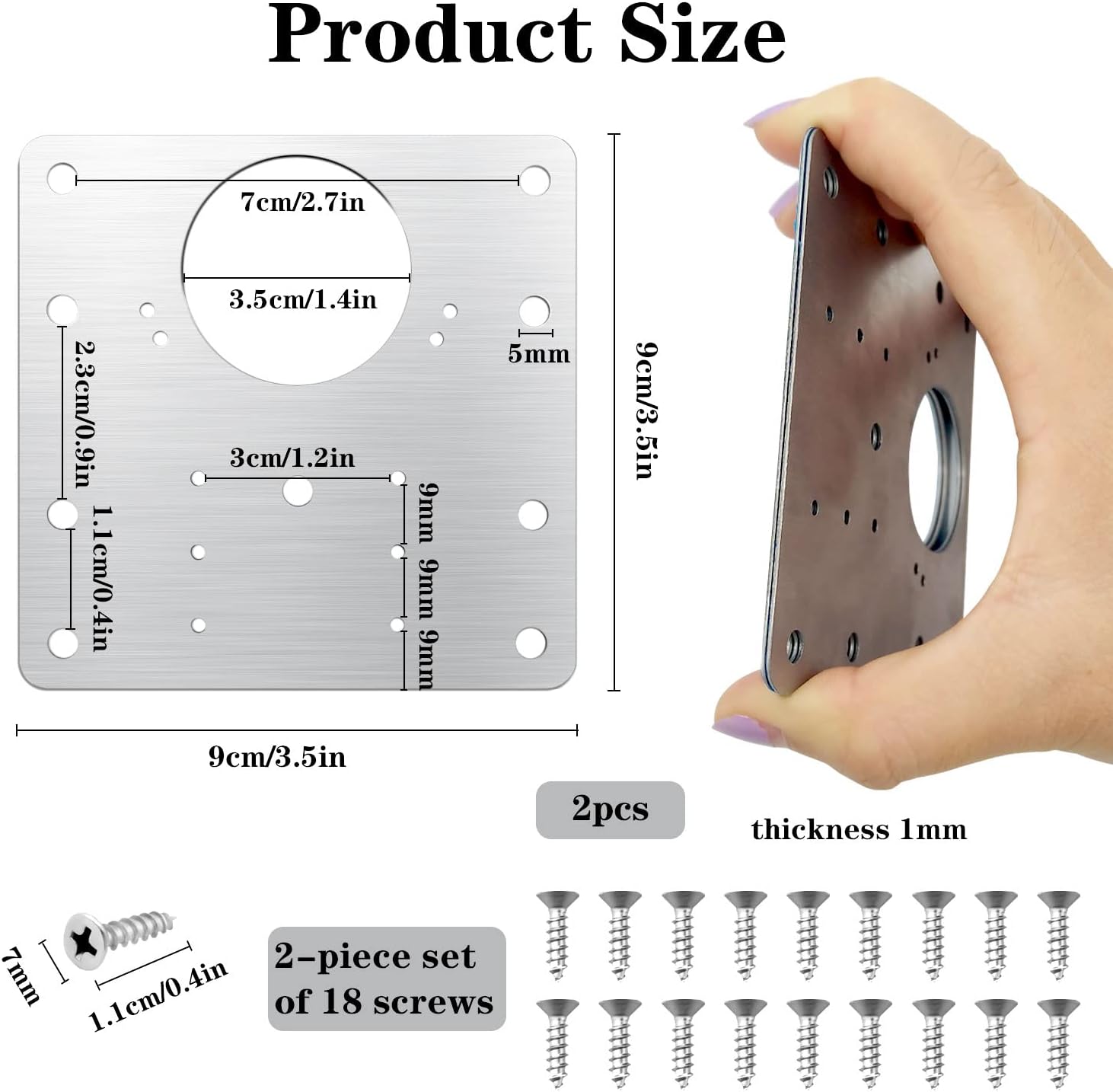 Hinge Repair Plate for Doors, 2 Pieces Kitchen Repair
