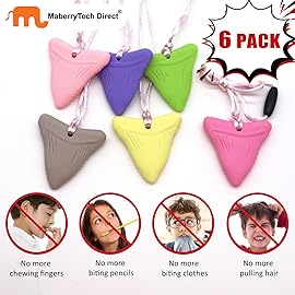 Sensory Chew Necklace for Autistic Children Girls, 6 Pack Silicone Oral Motor Aids Chew Toys for Kids Sensory Need- Reduces Chewing Fidgeting for Children Adults Chewer