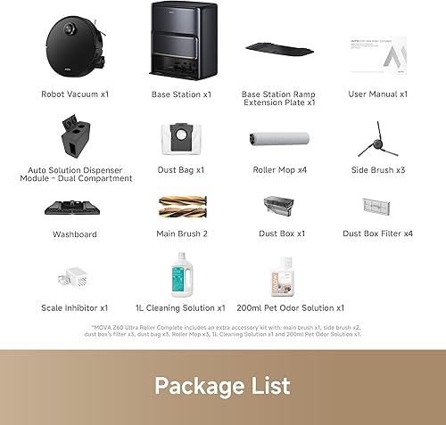 Miniatura 9 de MOVA Z60 Ultra Roller - Robot aspirador y trapeador completo, succión de 28,000 Pa, lavado automático de rodillos, protector de alfombras
