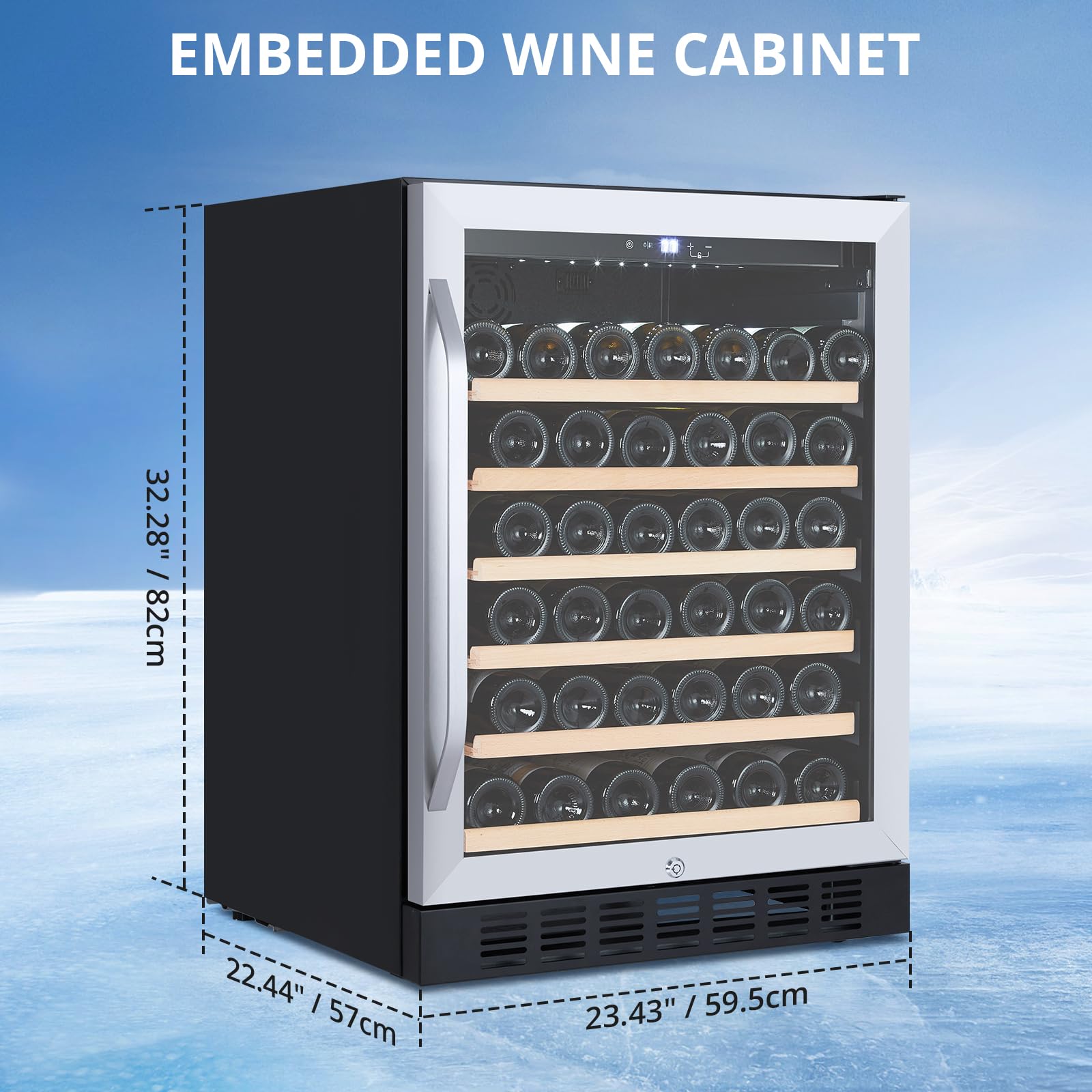 Ecosummer 46 Bottles Wine Cooler Refrigerator,24 Inch Wine Fridge With Digital LED Touch Screen, Freestanding/Built-In Wine Cooler With Double-Layer Glass Door, For Home, Office on Fridge.com - View 2