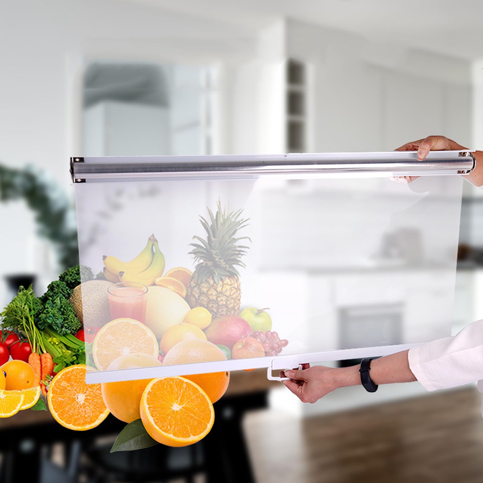 Tende a Rullo Impermeabile,Antipolvere Mantieni Fresco Tenda Avvolgibile Trasparente,Materiale Pet per Uso Alimentare,per Frigorifero del Supermercato Armadi Alimenti Cotti (W150xH150cm)