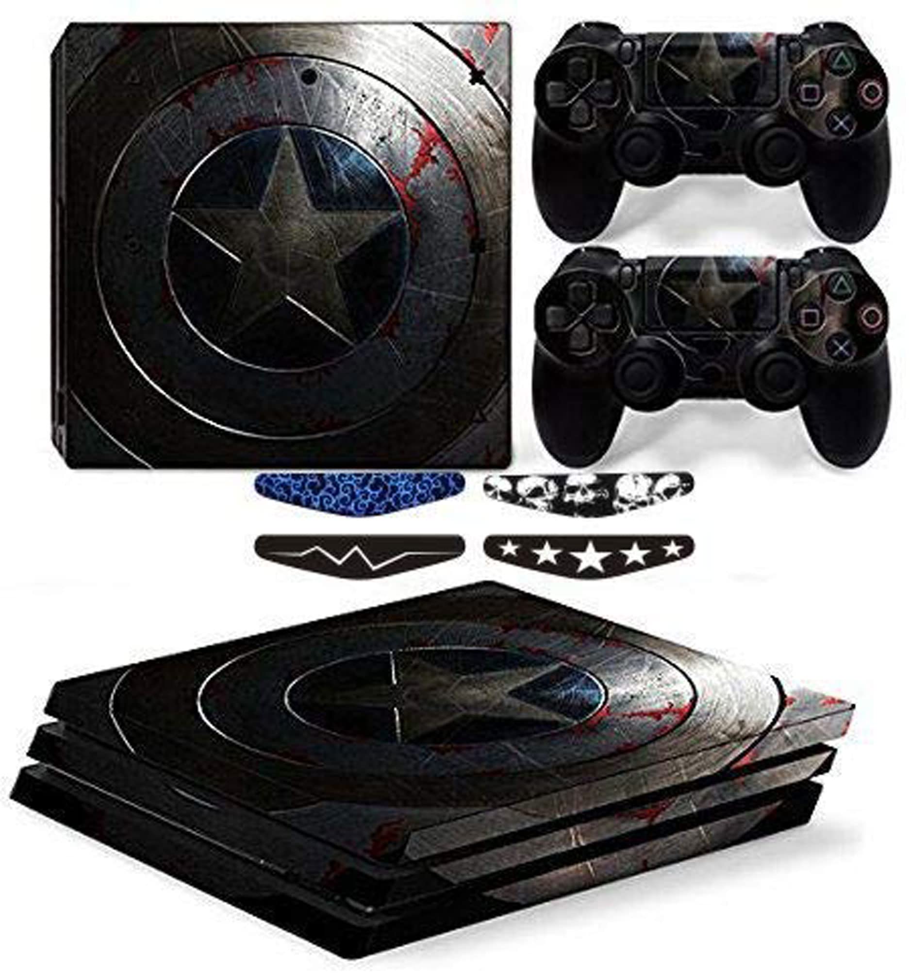 Elton Captain America Shield Theme 3M Skin Sticker Cover for PS4 Pro Console and Controllers + 4 Led bar Decal [video game] (B08XLF3F9C) Amazon Price History, Amazon Price Tracker