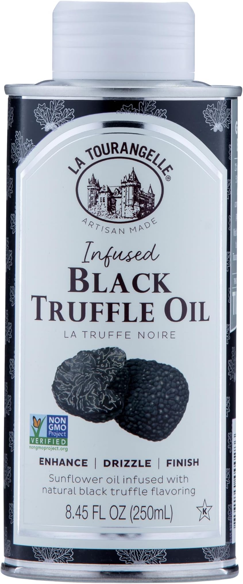 La Tourangelle, Black Truffle Oil, Complex Gourmet Earthy Flavor for Drizzling over Pasta, Popcorn, Vegetables, Potatoes, Soup and More, 8.45 Fl Oz