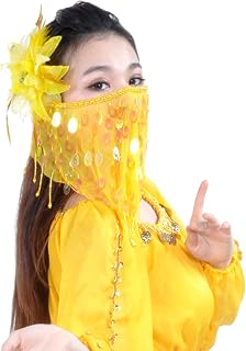 Women Halloween Costume Brides Veil Dancer Scarf Trible Beaded Egyptian Mask