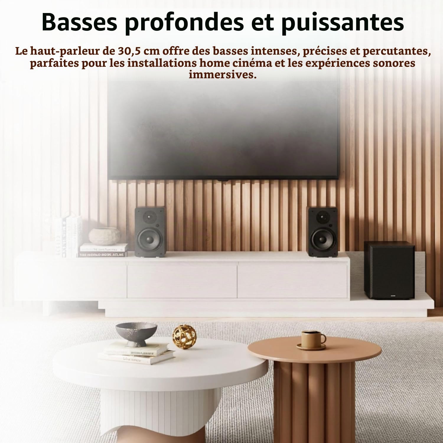 VULKKANO SUB12 Caisson De Basse Actif 12 Pouces, Fréquence 40 Hz-200 Hz, 200 W