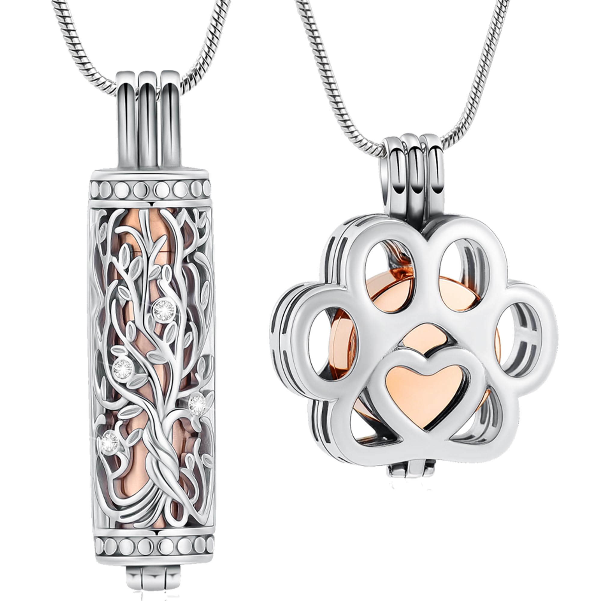 Joyería de cremación para cenizas para perro o gato de acero inoxidable con medallón conmemorativo collar interior de mini estuche joyería de cremación para mascotas