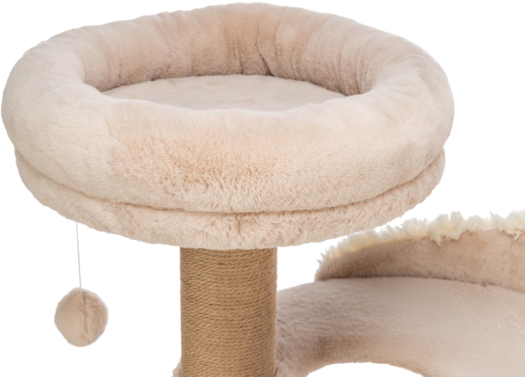 TRIXIE Drzewko do drapania Boho Filippo 114 cm w kolorze beżowym – wielopoziomowe drzewko dla kota z wieloma możliwościami do drapania i zabawy, jak również odosobnieniami – przytulne i stabilne –