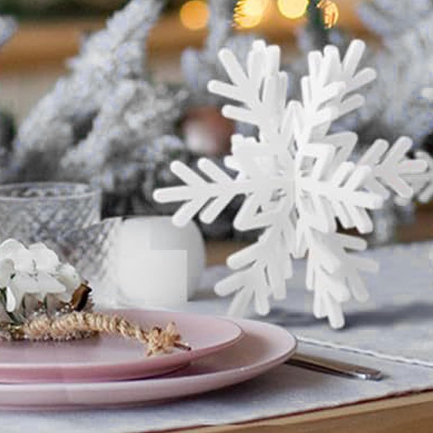 Winter Oriented Ice Table Garnishes 10 Pack Green Wood Christmas Ornamentation for Holiday Party Highlight Christmas Party Decorations