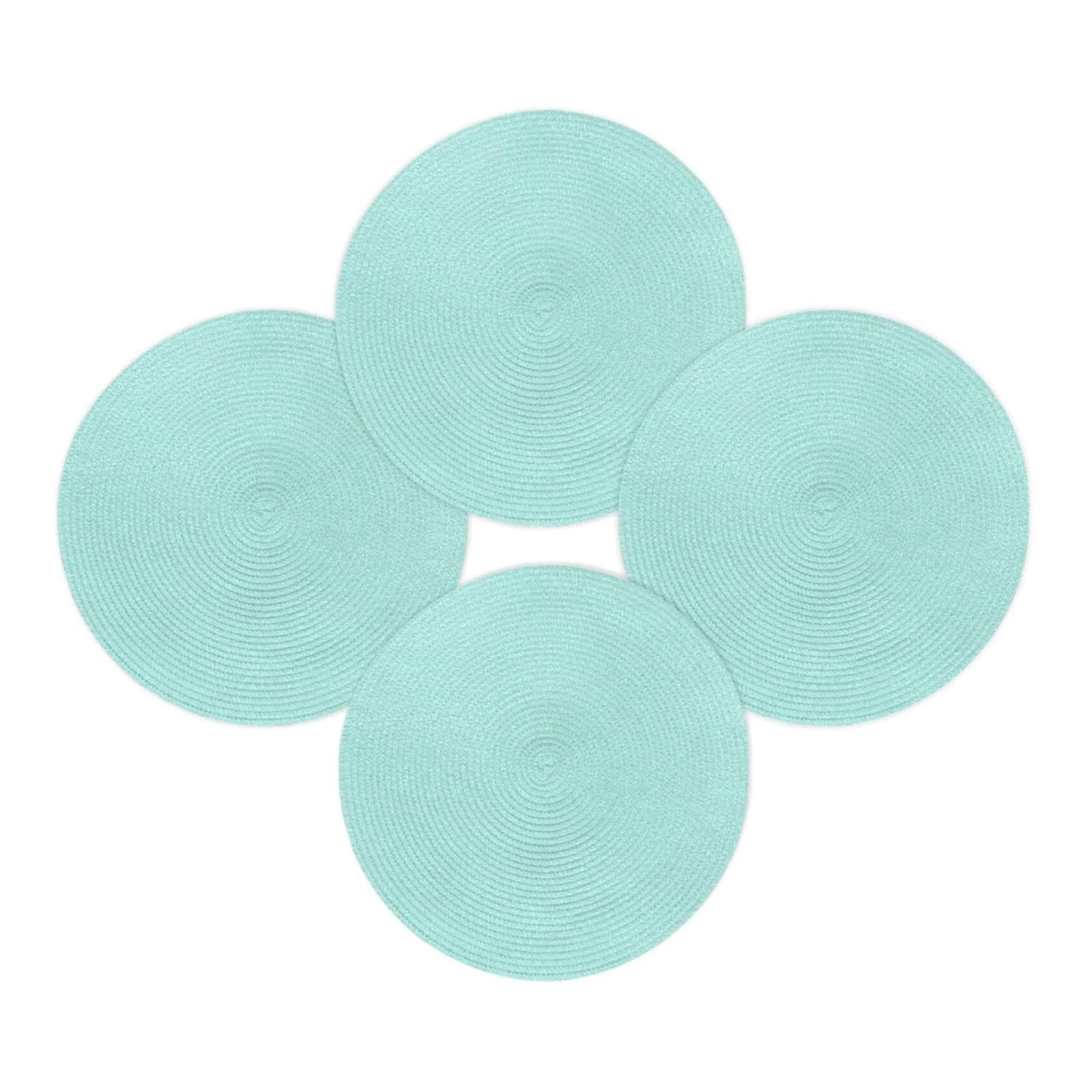 Luvafey One Color 4Pc Round Braided Solid Color Woven Placemats