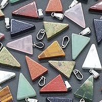 Vista 7 de LE SKY 20 colgantes de piedra natural en forma de triángulo, piedras de ágata de cristal curativo surtidos para hacer joyas, collares, aretes