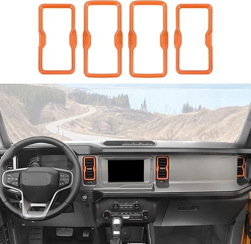 Miniatura 8 de RAZPOY Bronco - Cubierta de anillo de ventilación de salida de aire acondicionado, 4 piezas de cubierta de anillo de ventilación de CA para consola
