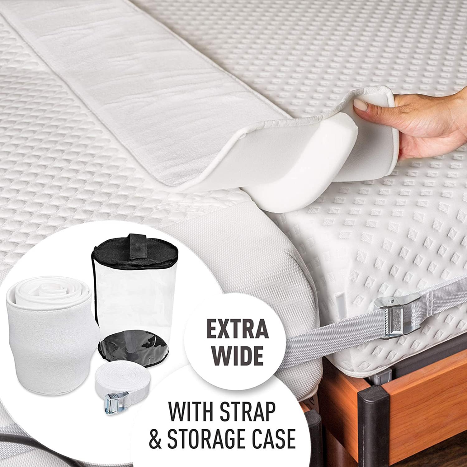 Pont De Lit Avec Sangle Matela 200x30cm,Connecteur De Matelas,Remplisseur d'Espace,Comprend Une Attache Métallique De 5 Cm Et Un Sac De Rangement,Convient Aux Familles Et Aux Couples Pont Matelas