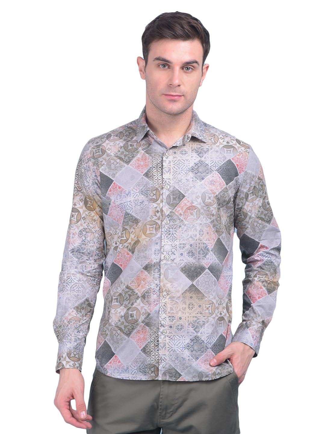 Crimsoune Club Men's Printed Grey 100% Cotton Shirt-picture-17