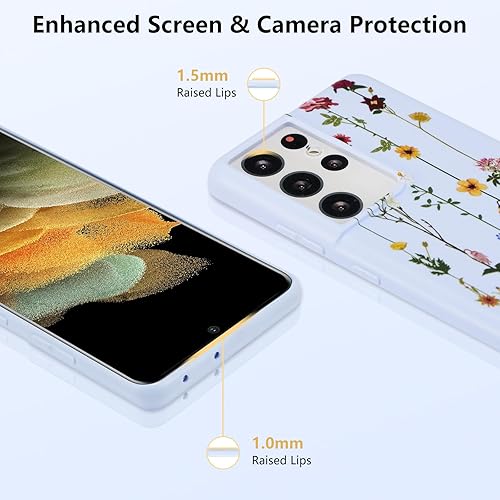Vista 278 de ZTOFERA Funda protectora delgada para Samsung Galaxy S21 FE 5G, bonito diseño de flores para niñas y mujeres, funda protectora delgada para Galaxy