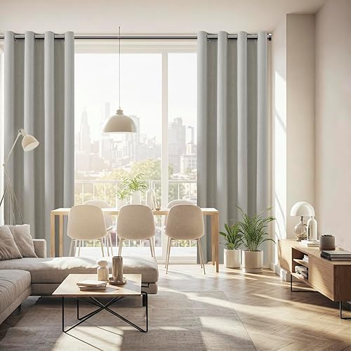 Miniatura 134 de ChrisDowa Cortinas 100% opacas de abedul liso de 96 pulgadas de largo, 2 paneles para dormitorio, sala de estar, oscurecimiento de la habitación de