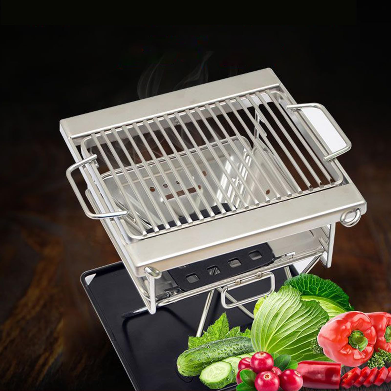Barbecue Portable Au Charbon De Bois Équipement De Cuisson Extérieur | Barbecue Plisable Pour Randonnée Pique-Niques Événements Tailgating Fête Jardin Cuisine Sac À Dos Arrière-Cour
