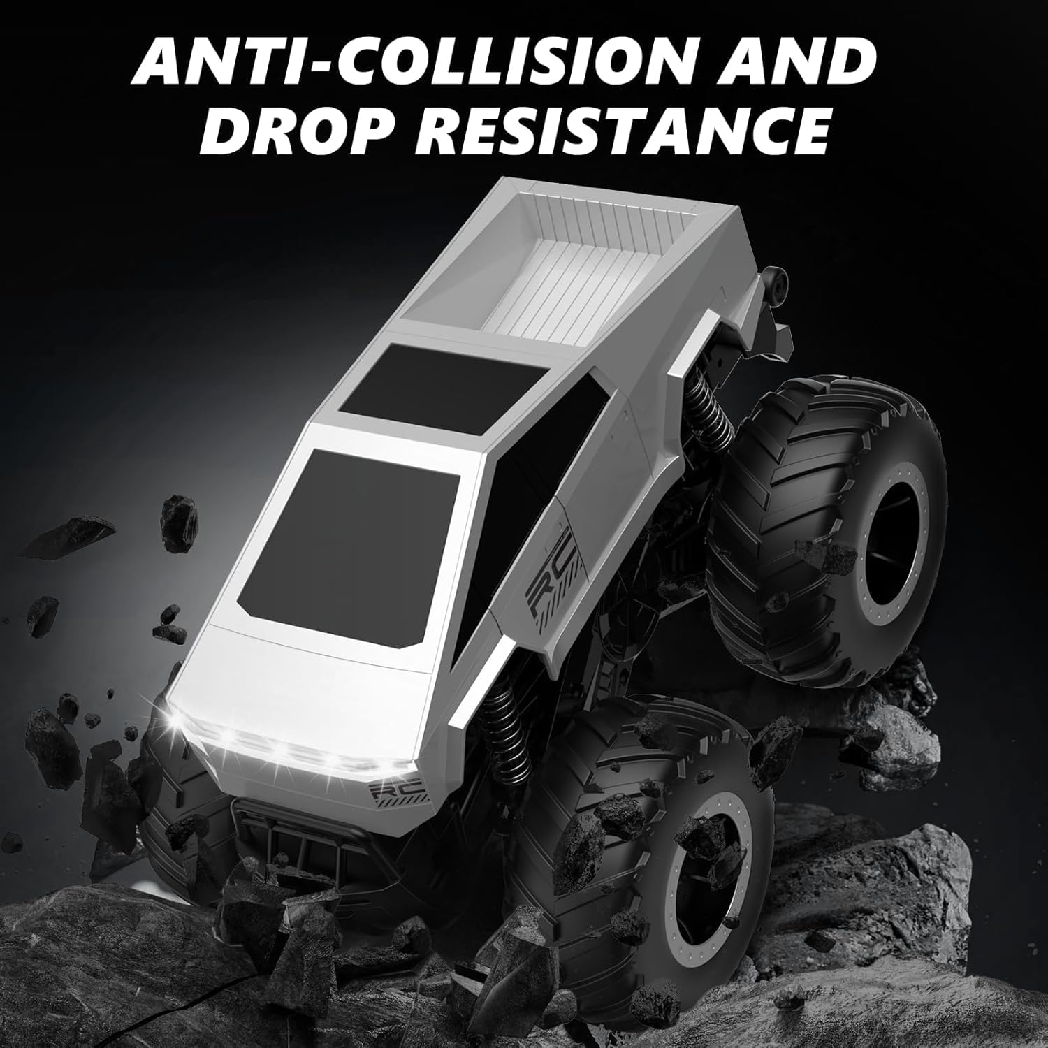 CROPDAK RC Cybertruck Toy Remote Control Car Off-Road Pick-Up Truck Waterproof RC Monster Truck 4Wd All Terrain Off Road 2.4Ghz RC Cars Gifts for Boys/Girls Ages 6+ 3