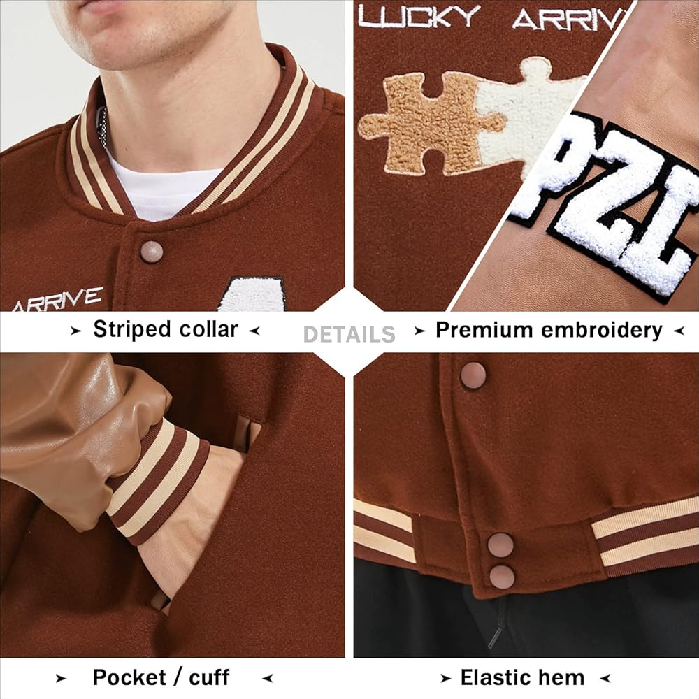 Eocicvvi Men's College Jacket Women's Leisure Jacket Harajuku