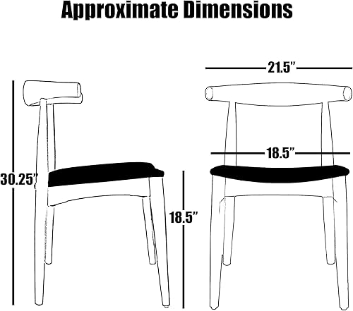 Miniatura 3 de 2xhome Juego de 2 sillas de comedor de madera maciza  Asiento acolchado tapizado de lino beige  Silla lateral moderna estilo codo de granja  Hogar,