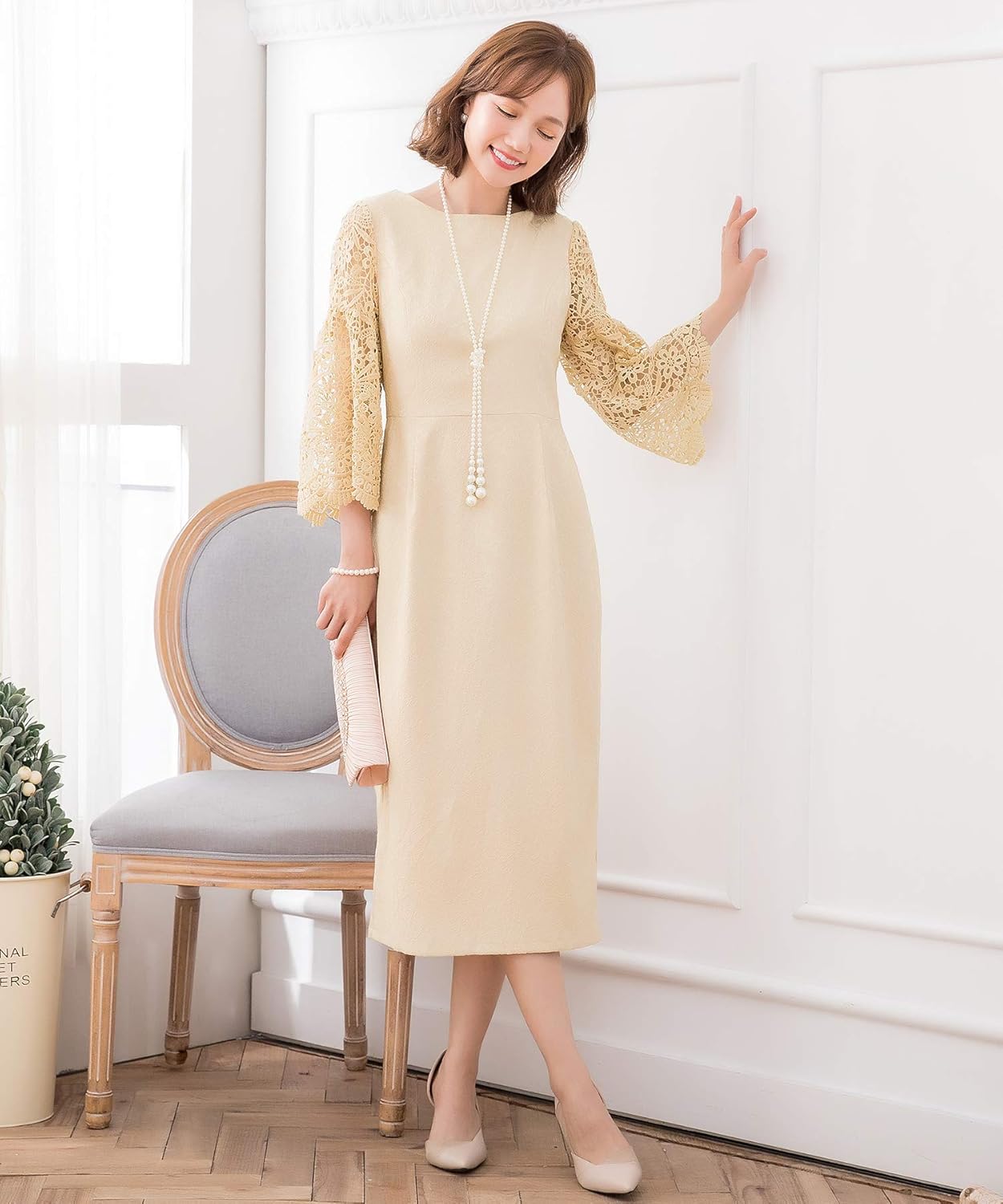 [MXGRAPHIC] パーティードレス ワンピース 結婚式 二次会 卒業式 卒園式 フォーマル ダマスク ワンピース ドレス スー