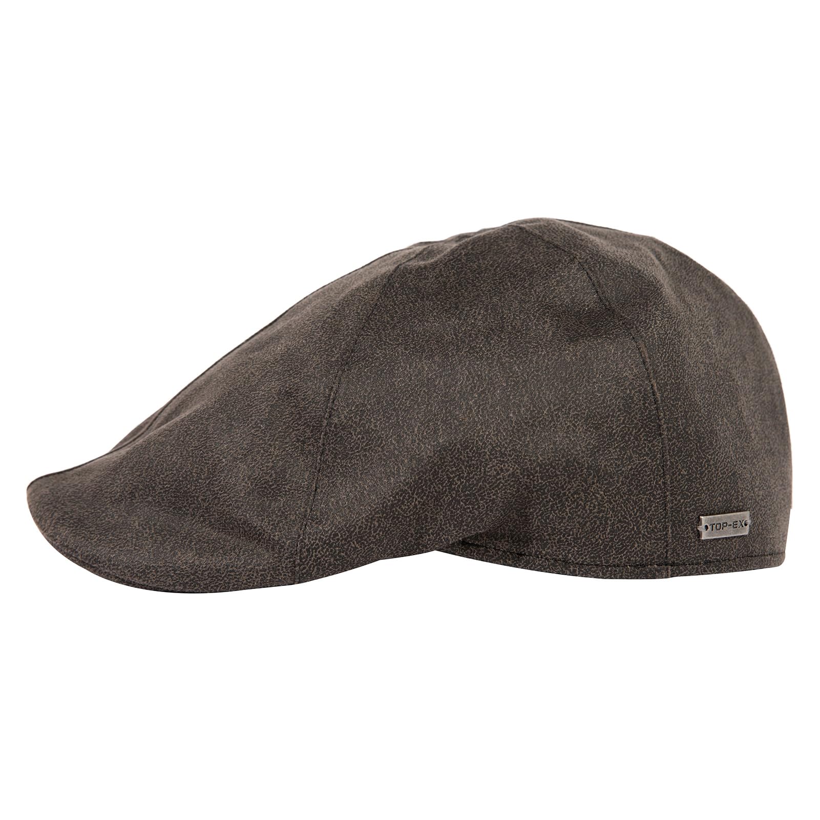 TOP-EX XL/XXL wasserdichte Schiebermütze für Herren - Kunstleder Efeu Cap Winddicht Fahren Hut Gatsby Style Outdoor Cap