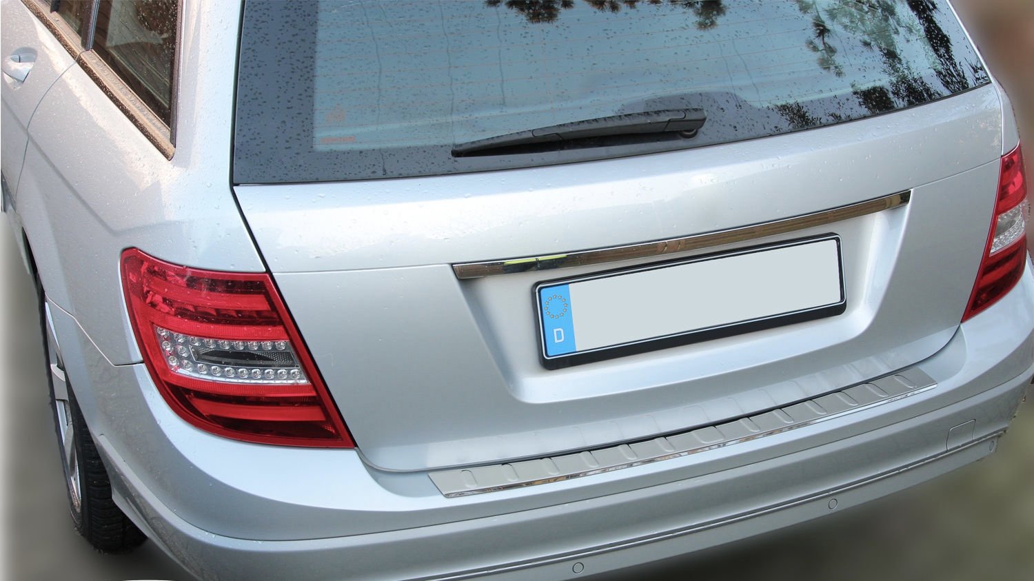 Recambo | Protector de Parachoques Trasero | Compatible con Mercedes Clase C | Modelo S204 T | 2007-2015 | Acero Inoxidable Cromado | Protección Borde de Carga