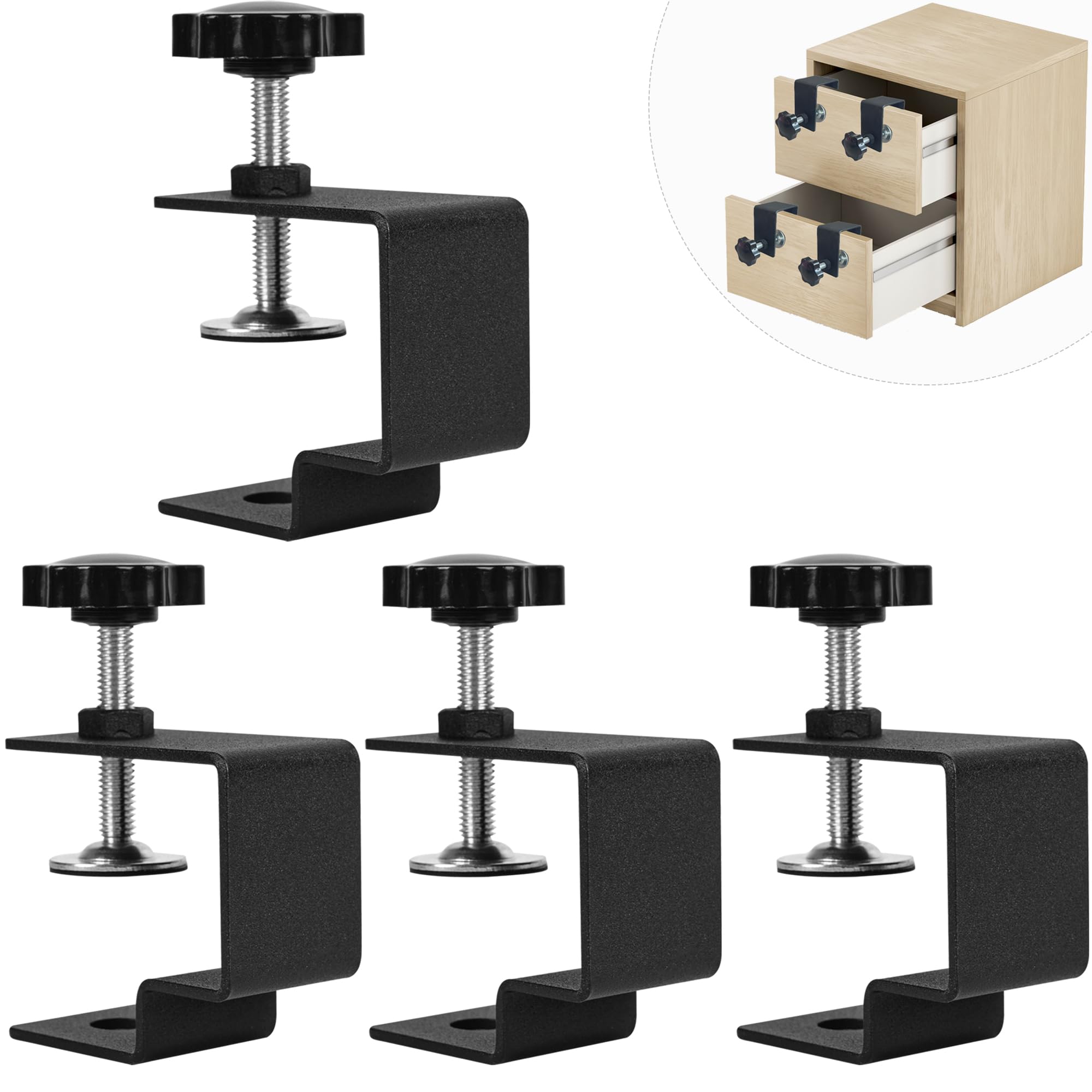 Wdwlbsm 4Pcs Drawer Front Installation Clamps Adjustable Drawer Fixing Clip, Cabinet Hardware Jig C Clamps for Woodworking, Stable and Quick-fitting