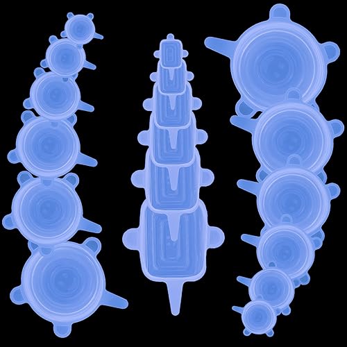 Tapas elásticas de silicona reutilizables, 18 fundas elásticas redondas y cuadradas, herméticas y a prueba de fugas, aptas para microondas y