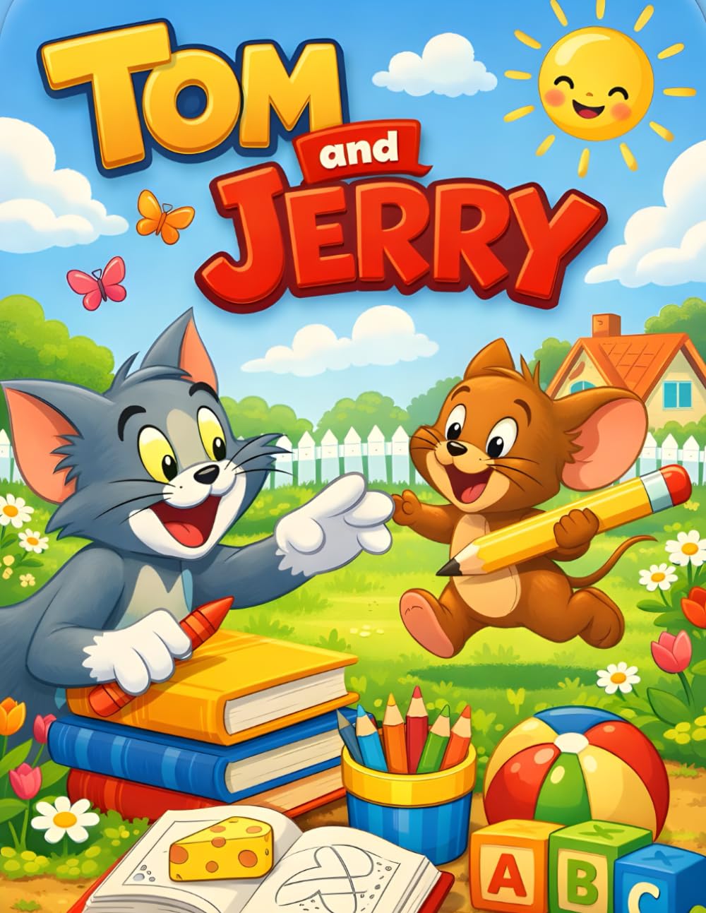 Funny Cat and Mouse Coloring Book for Kids: Cute Cartoon Animal Coloring Pages for Toddlers and Preschoolers Ages 3–6