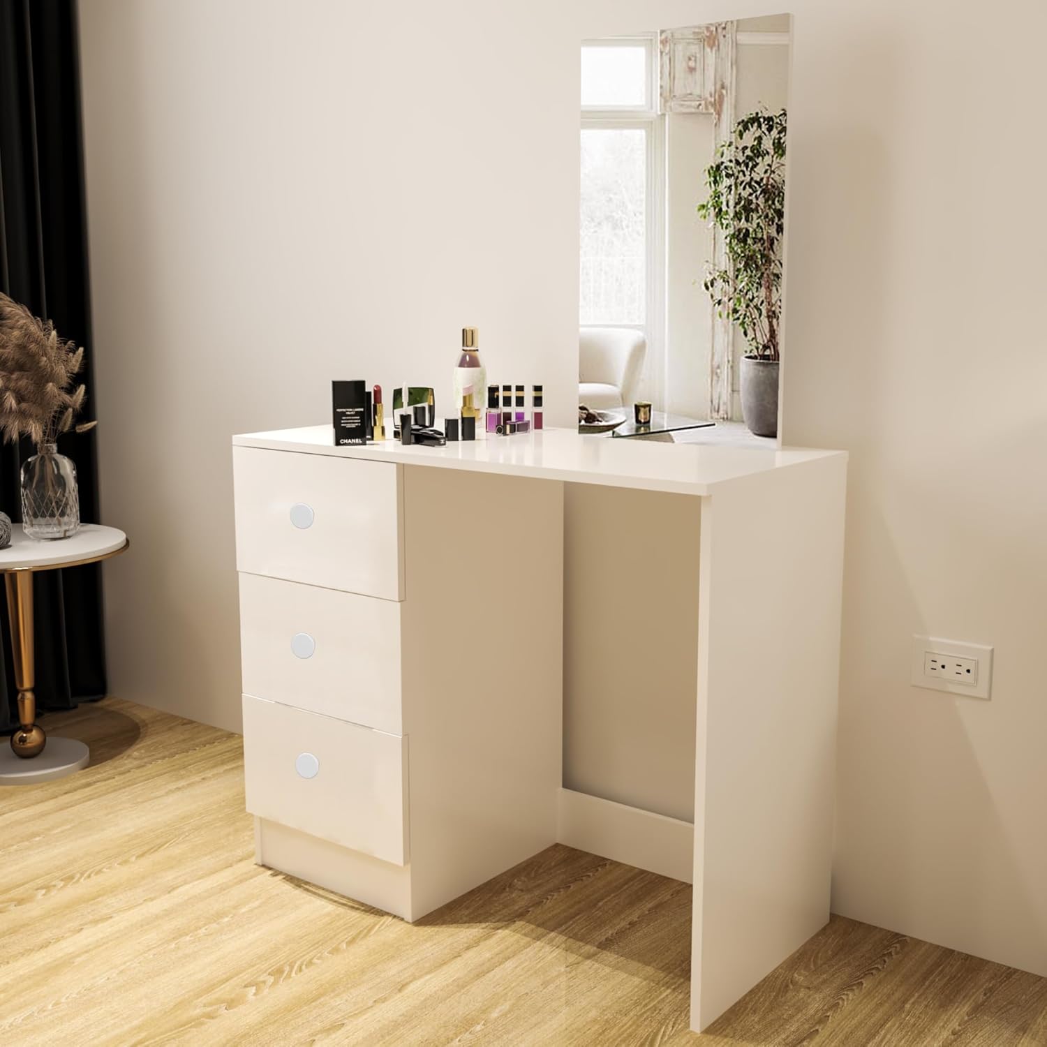 Amazon.com: Boahaus Alexandra White Vanity Desk, Elegant Bedroom Set ...