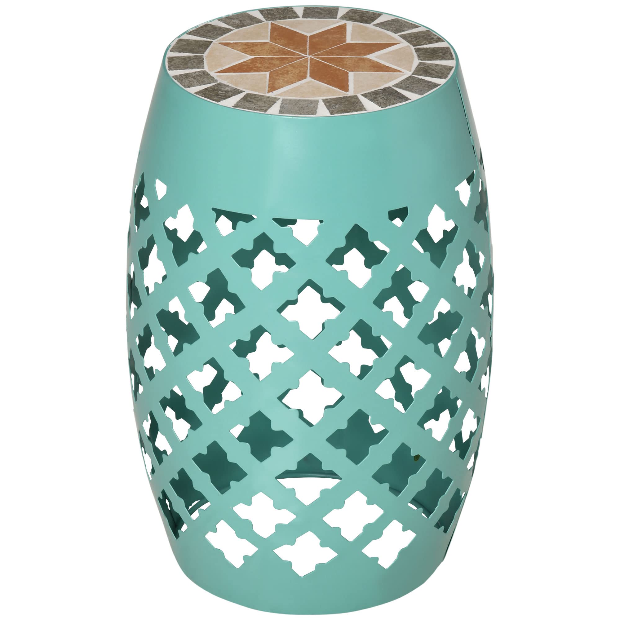 Canditree12.3" Outdoor Round Mosaic Side Table, Patio Accent Side Table, Bistro Table, Plant Stand for Indoor Outdoor