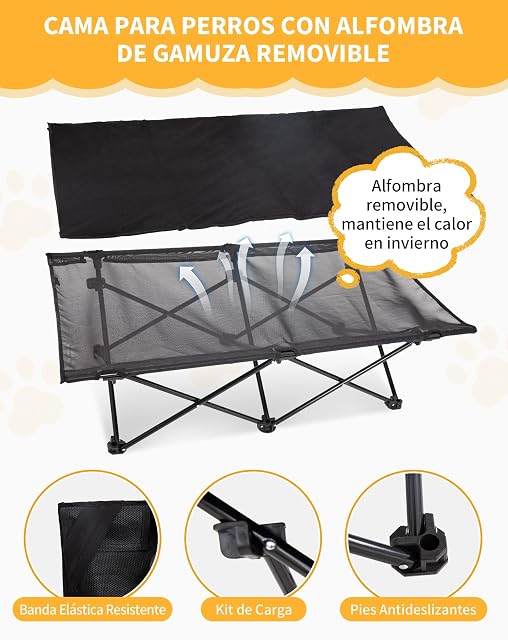Foto 3 de 8 de KingCamp Cama Elevada Plegable para Perros Grandes,L hasta 70 kg