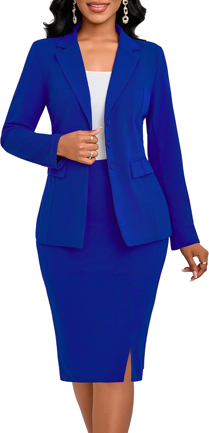 Two Piece Business Suit for Women Elegant Blazer Jacket and Skirt Sets Work Formal Office Clothing Sets