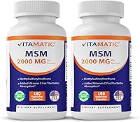Vista 1 de Vitamatic MSM 2000 mg con vitamina C 75 mg por porción, 180 cápsulas vegetales, ayuda de vitamina C en un mejor absopritón de MSM