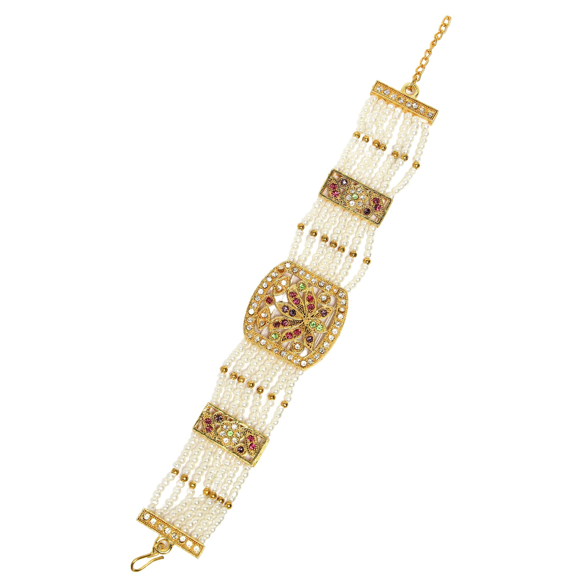 sanjog Gold-Plated Bracelet Armband Bajuband with CZ and White Beads (B0CL53YYTL) Amazon Price History, Amazon Price Tracker