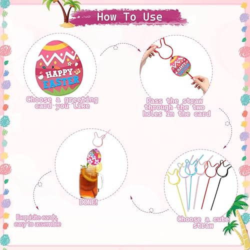 Miniatura 3 de ZCPTZ Pajitas locas de Pascua para niños, 12 pajitas de conejo, pajitas locas en espiral locas, regalos de intercambio de amigos de Pascua, regalos