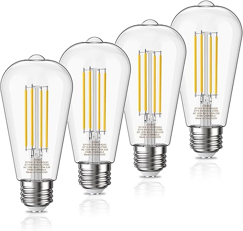 Miniatura 14 de Bombillas Edison, bombillas vintage regulables de 8 W, equivalentes a 60 W de bombillas incandescentes, luz blanca cálida 2700 K 500 lm, bombilla