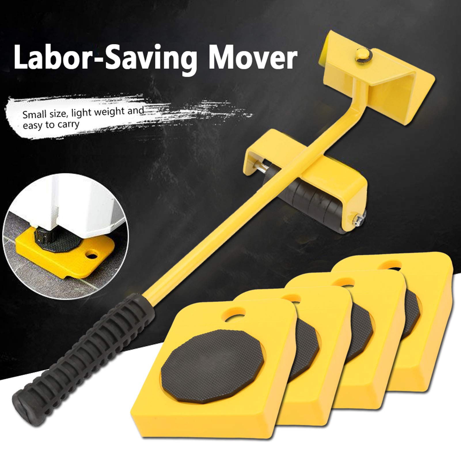 Mover,Transport et Heavy Duty Lifter with 4 liders Lifter Moving Plate Easy Moving for Heavy Objects,Bearing 150KG (Yellow)