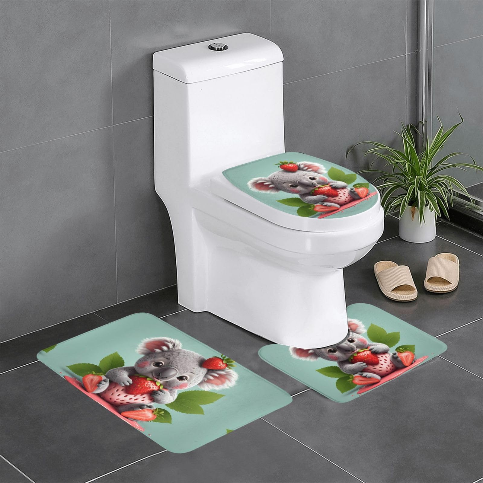 Tapis de bain koala fraise pour réveiller la déco de vos toilettes