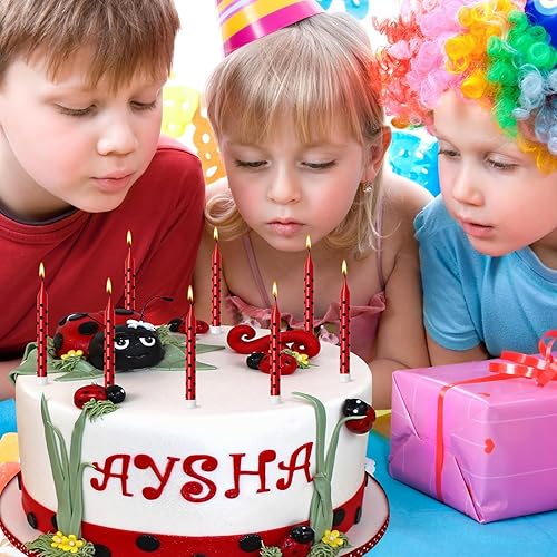 Miniatura 5 de Velas de cumpleaños con temática de mariquita, 12 unidades, para pasteles, cupcakes, mariquitas, velas para niños y niñas, suministros de decoración