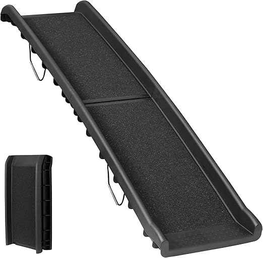 ZENY Portable Folding Dog Ramps for SUV, Truck, Car Ramp Stairs Step Ladder for Pet, Non-Slip Pet Ramp with Raised Siderails