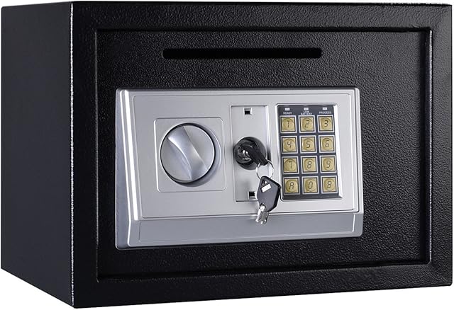 Home Digital Safe with Keys Cash Box Wall Mounted Cabinet 16L Large Safes for Office Hotels Money Box Large 16L 350mmx250mmx250mm-Black