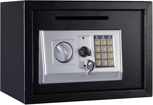 Home Digital Safe with Keys Cash Box Wall Mounted Cabinet 16L Large Safes for Office Hotels Money Box Large 16L 350mmx250mmx250mm-Black
